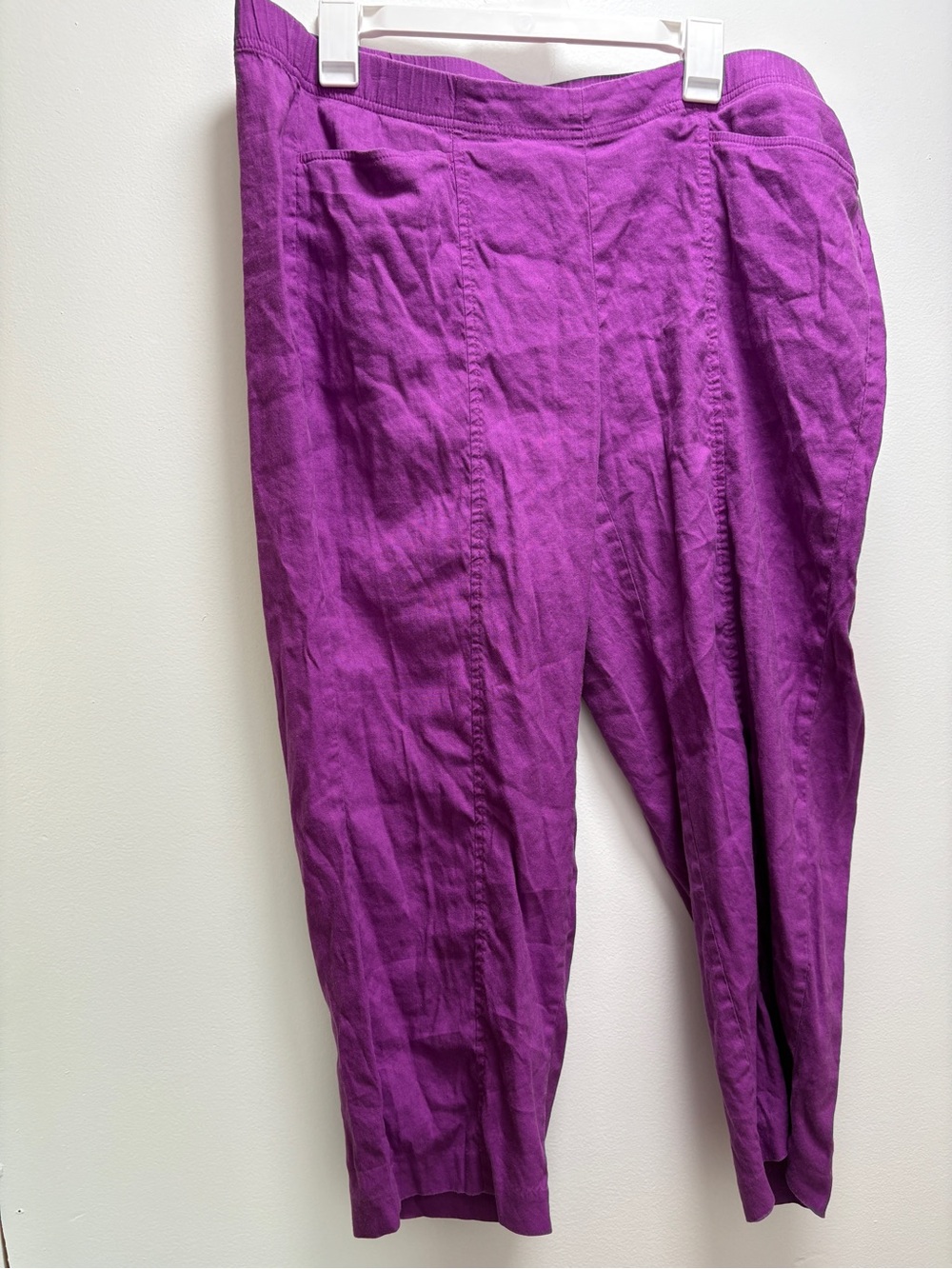 J. Jill Linen Vibrant Purple Linen Trousers/ Capri - 2x - coastal fun neon